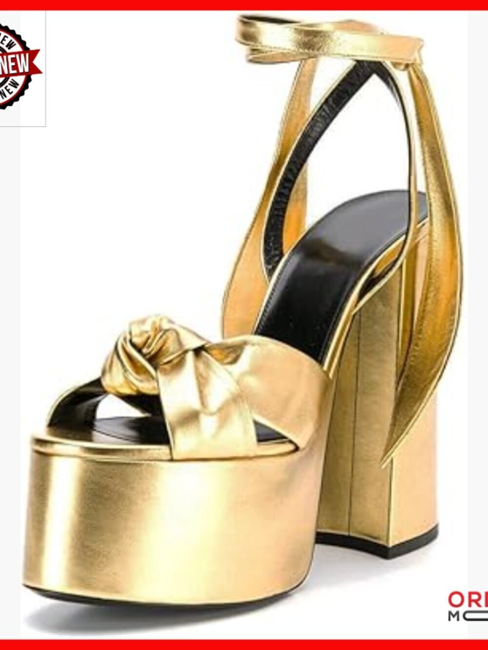 Metallic Lace Up Platform Heels Open Toe Slingback Ankle Strap Sandals